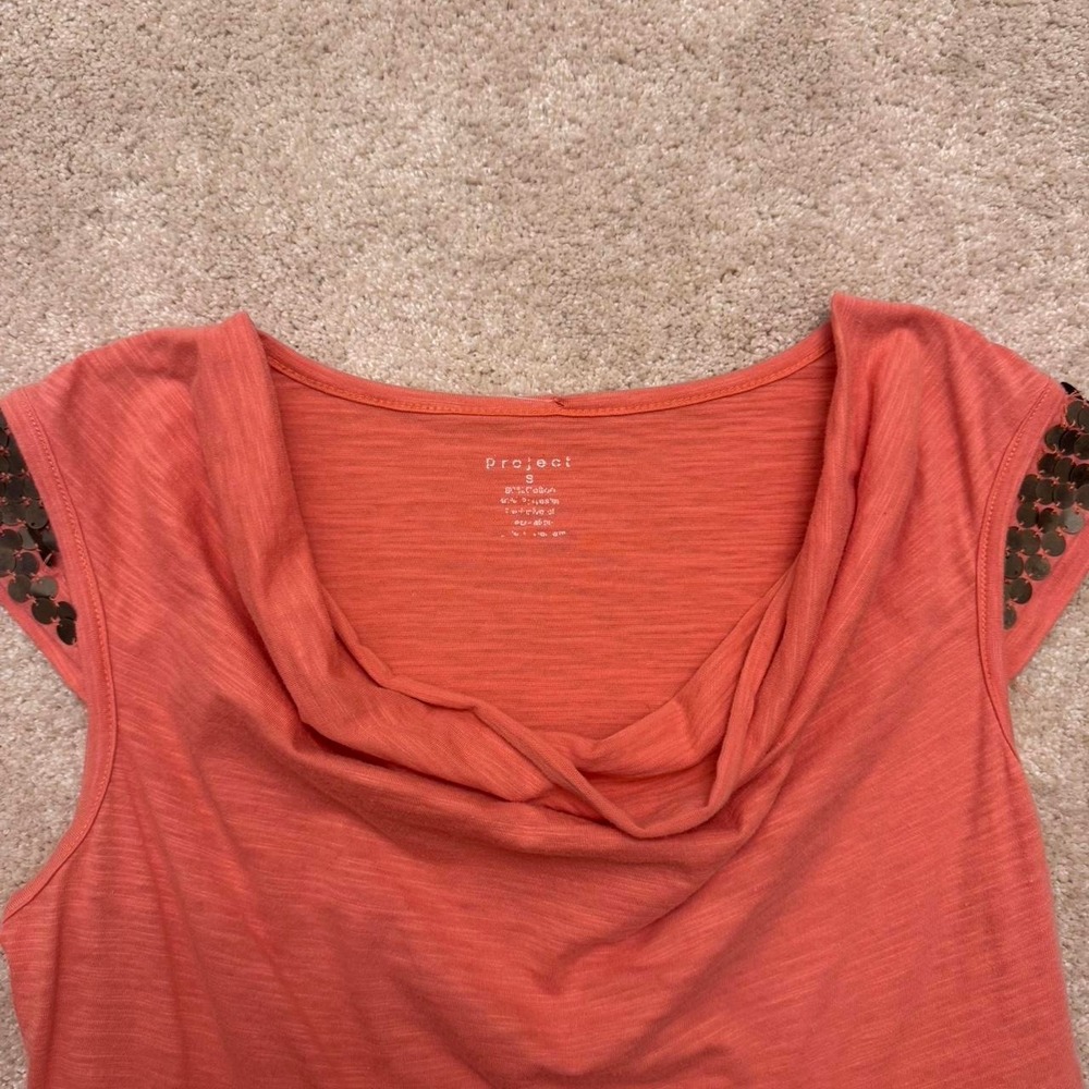Y2K/Early 2000's Project Peach/Coral Cowl Neck Size S - Picture 3 of 4